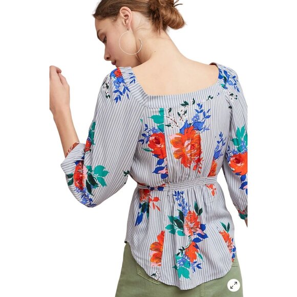 Anthropologie Maeve Lilorne Floral Buttondown Women's Top Size 0 New without Tag - Picture 2 of 8
